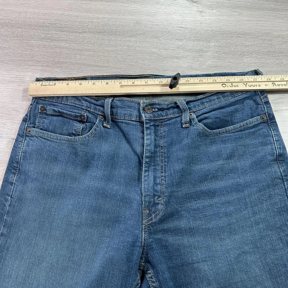 Levis 514 Jeans Mens 36x30 Blue Straight Leg Stretch Denim Classic Medium Wash ^